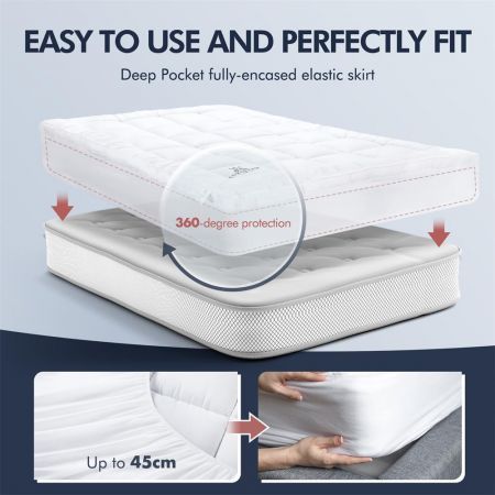 Single Mattress Topper Soft Pillowtop Bed Pad Mat for Back Pain with Skirt Single Size White Luxdream 1000gsm