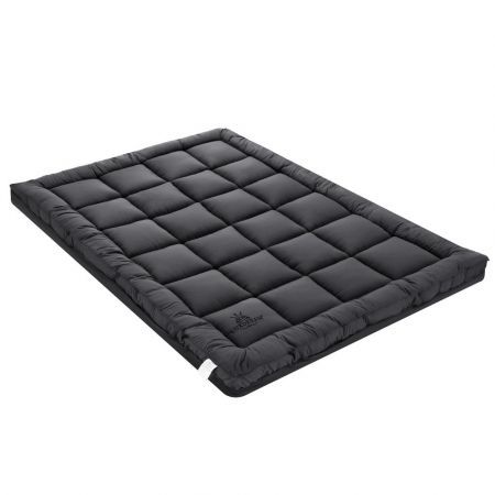 Single Mattress Bed Topper for Back Pain Pillowtop Pad Soft Mat with Skirt Grey Luxdream 1000gsm