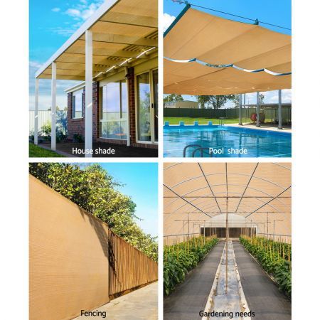 Instahut 90% Shade Cloth 3.66x30m Shadecloth Sail Heavy Duty Beige