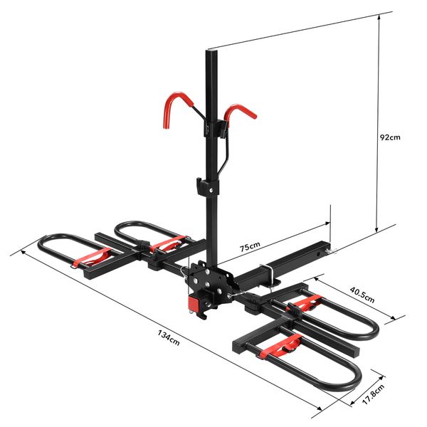 2 Ebike Rack Electric Bicycle Carrier Hitch Rear Platform for Car SUV Foldable 2 Inch Hitch Receiver Steel 100Kg