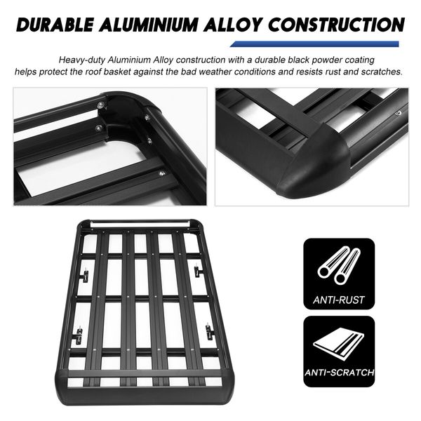 Roof Rack Basket Luggage Carrier Universal Cargo Storage Holder for Car SUV Aluminium