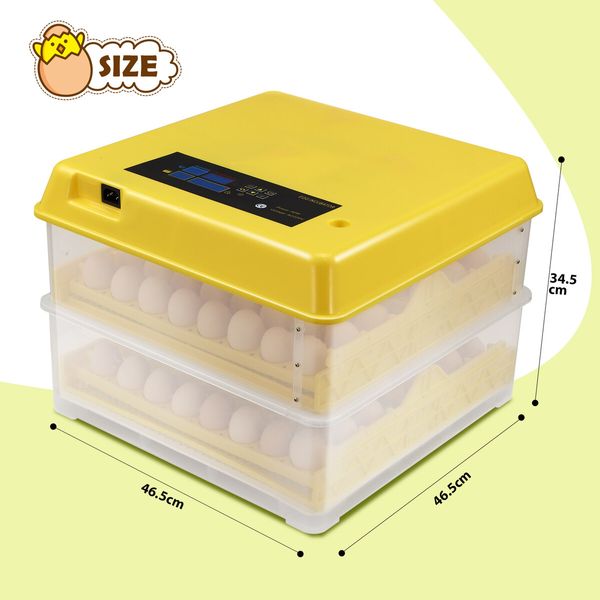 Petscene 96 Eggs Incubator Automatic Egg Hatcher Digital Hatching Brooder Temperature Humidity Control Turner LED Display