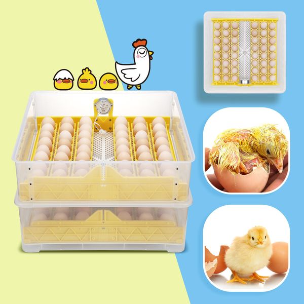 Petscene 96 Eggs Incubator Automatic Egg Hatcher Digital Hatching Brooder Temperature Humidity Control Turner LED Display