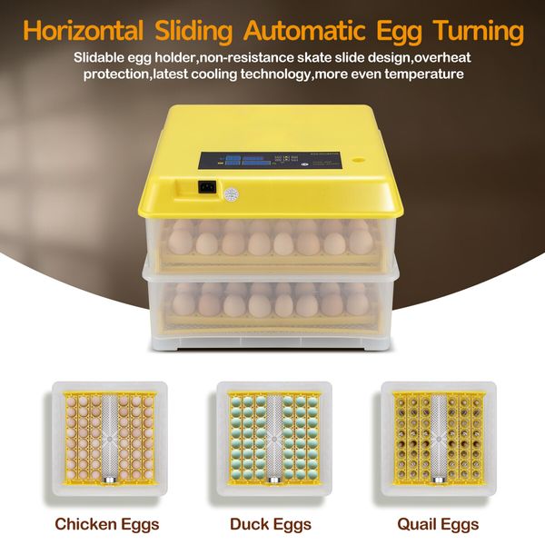 Petscene 96 Eggs Incubator Automatic Egg Hatcher Digital Hatching Brooder Temperature Humidity Control Turner LED Display