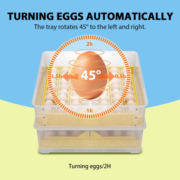 Petscene 96 Eggs Incubator Automatic Egg Hatcher Digital Hatching Brooder Temperature Humidity Control Turner LED Display