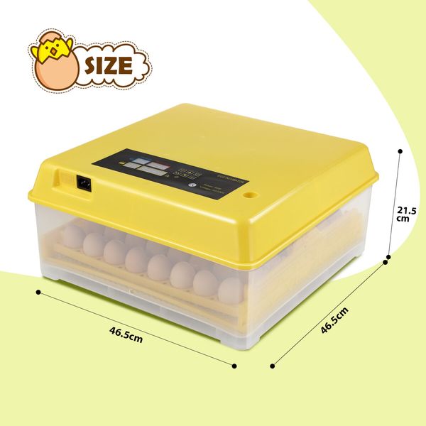 Petscene 48 Eggs Incubator Automatic Turner Hatcher Egg Hatching Incubating Machine Brooder Humidity Temperature Control 