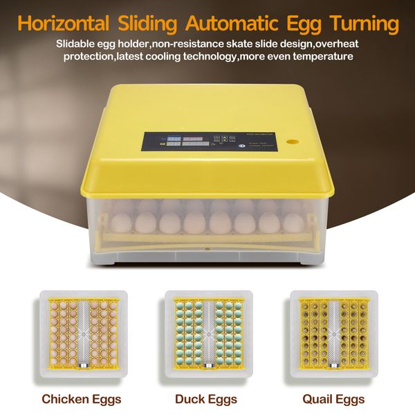 Petscene 48 Eggs Incubator Automatic Turner Hatcher Egg Hatching Incubating Machine Brooder Humidity Temperature Control 