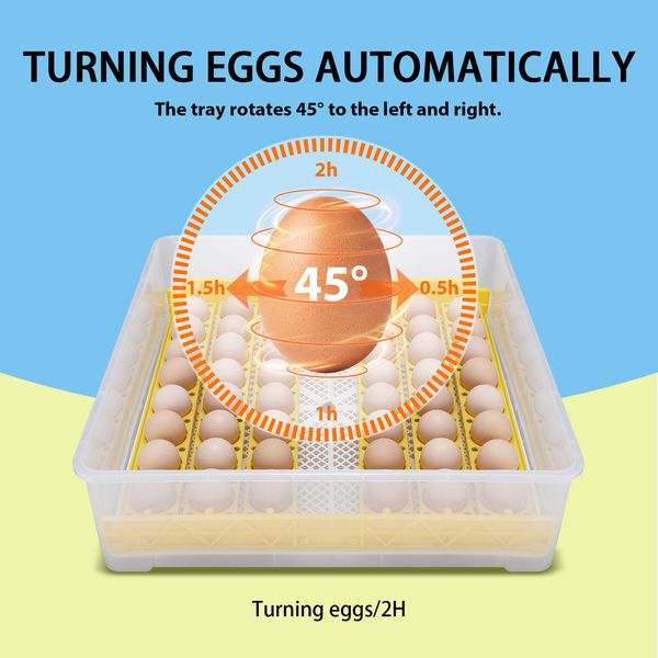 Petscene 48 Eggs Incubator Automatic Turner Hatcher Egg Hatching Incubating Machine Brooder Humidity Temperature Control 