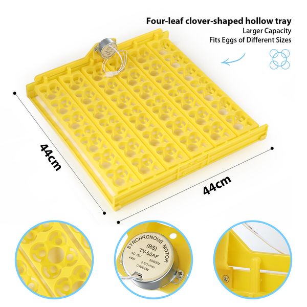 Petscene 36 Eggs Automatic Incubator Hatching Hatcher Machine Egg Turning LED Display with Four-Leaf Clover-Shaped Tray 