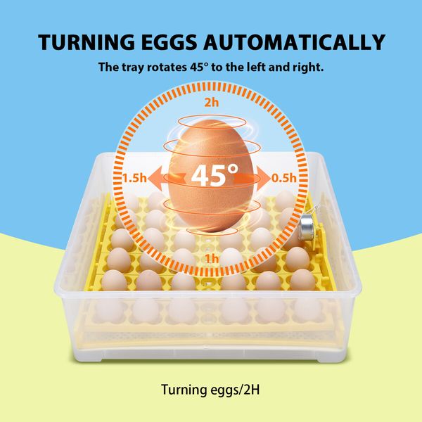 Petscene 36 Eggs Automatic Incubator Hatching Hatcher Machine Egg Turning LED Display with Four-Leaf Clover-Shaped Tray 