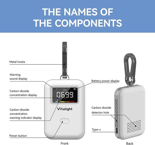 Mini CO2 Detector, Air Quality Monitor, Stylish and Lightweight CO2 Monitor You Can Use Anywhere