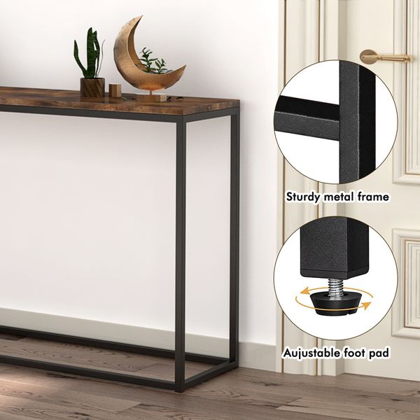 Black Console Table Sofa Hallway Entryway Entrance Side End Display Plant Stand TV Shelf Living Room Furniture 120CM