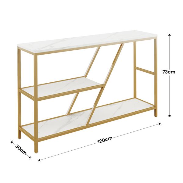 Console Hallway Table Sofa Faux Marble Veneer Entryway Entrance Display Stand Plant Shelf Living Room Furniture 3 Tiers