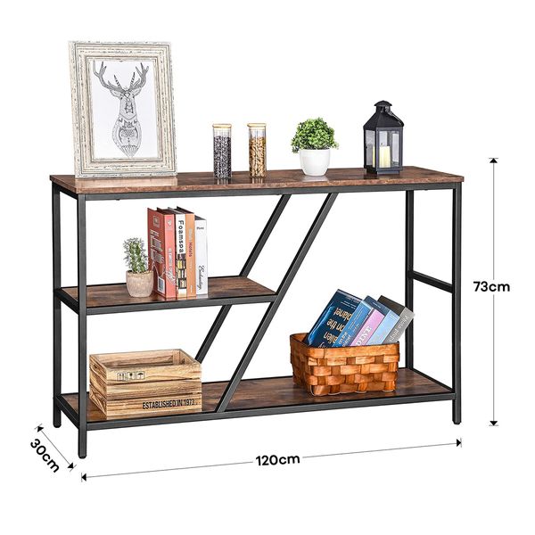 Console Sofa Table Entrance Entryway Hallway Plant Display Stand Shelf Living Room Furniture Brown Veneer 3 Tiers 