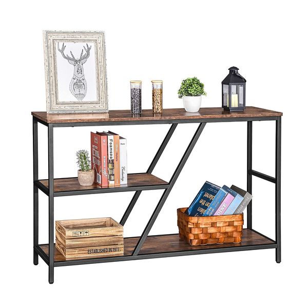 Console Sofa Table Entrance Entryway Hallway Plant Display Stand Shelf Living Room Furniture Brown Veneer 3 Tiers 