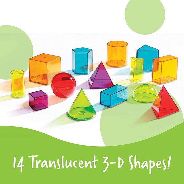 Learning Resources View-Thru Geometric Solids, Geometry Helper, 14 Pieces, Ages 8 and Up