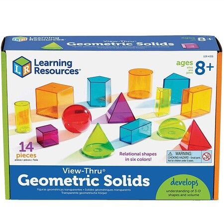 Learning Resources View-Thru Geometric Solids, Geometry Helper, 14 Pieces, Ages 8 and Up