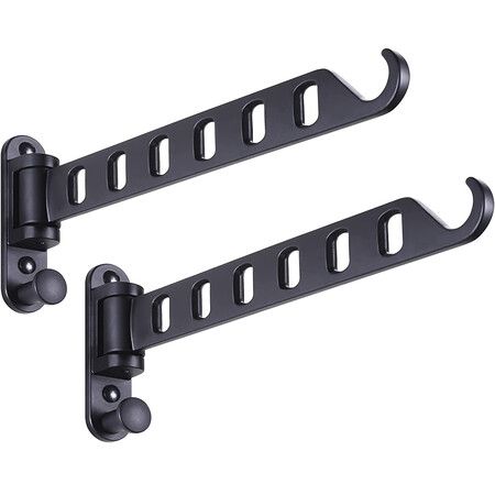 Wall Mounted Clothes Hanger with Swing Arm, Laundry Room Dryer Rack (2-Pack, Black)