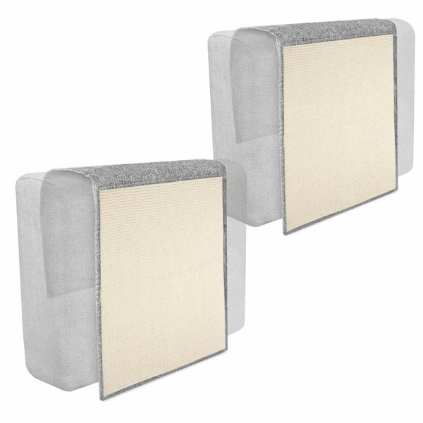 2pcs Cat Scratch Mats Sofa Protector Natural Sisal Furniture Protector Scratching Pads for Cats Col.LtGray