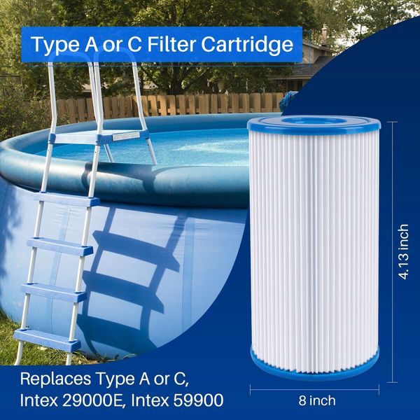 Intex Easy Set Swimming Pool Type A or C Filter Replacement Cartridges (2 Pack)