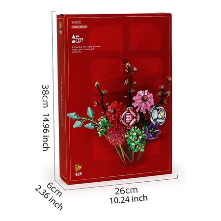 Artificial Flower Bouquet Building Kits , CA Bunch of Red Flowers for Adults, Teens (1237pcs),