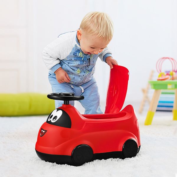 Potty Training Seat Chair Travel Toilet Trainer Ride on Car Toy Portable Cute for Boys Girls with Detachable Pot Lid