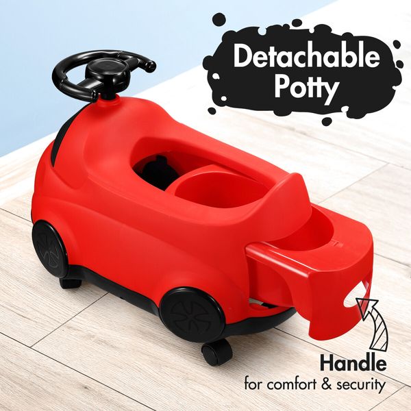 Potty Training Seat Chair Travel Toilet Trainer Ride on Car Toy Portable Cute for Boys Girls with Detachable Pot Lid