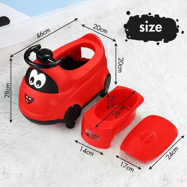 Potty Training Seat Chair Travel Toilet Trainer Ride on Car Toy Portable Cute for Boys Girls with Detachable Pot Lid