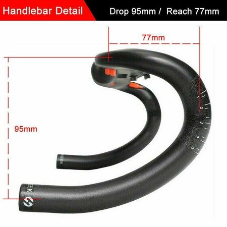 TOSEEK Road Bike Drop Bar Handlebar 440mm, Full Carbon Fiber Handlebar 31.8mm Threadless Integrated Racing Drop Bikes Bar Road Bicycle Accessories