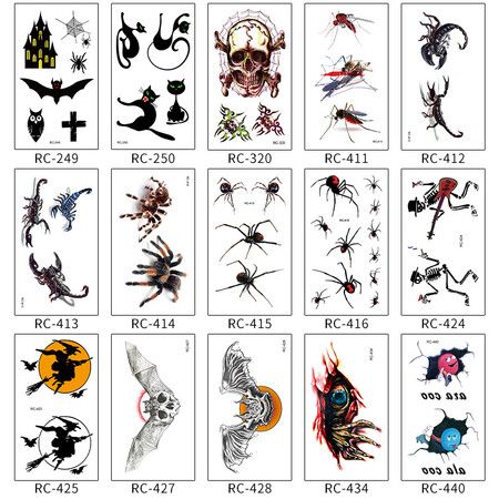 45 Sheets Halloween Waterproof Temporary Tattoos, Horror Realistic Fake Bloody Wound Stitch Scar Scab Black Spider Tattoo Sticker