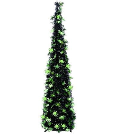 1.5m Pumpkins Tinsel Halloween Tree with 50 Purple LED Lights Sequins Party Indoor Outdoor