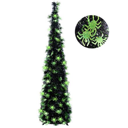 1.5m Pumpkins Tinsel Halloween Tree with 50 Purple LED Lights Sequins Party Indoor Outdoor