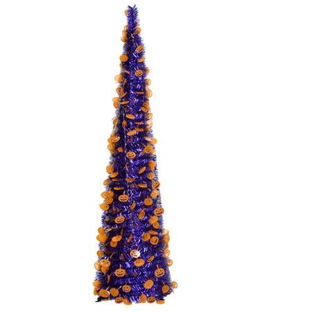 1.5m Tinsel Halloween Tree Sequins Party Indoor Outdoor Green Spider