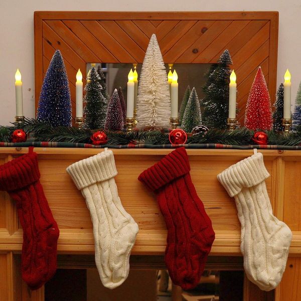 12PCS Battery Operated LED Taper Candles Light, Flameless Taper Candles with Flickering Warm White Light