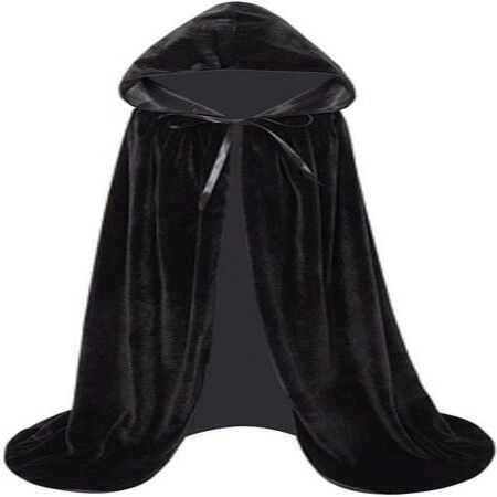 Unisex Full Length Velvet Hooded Cape Halloween Christmas Cloak Vampire Witch Cosplay Costume for Adult Men and Women Size L(150cm)