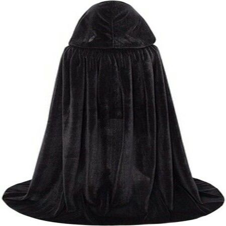 Unisex Full Length Velvet Hooded Cape Halloween Christmas Cloak Vampire Witch Cosplay Costume for Adult Men and Women Size L(150cm)