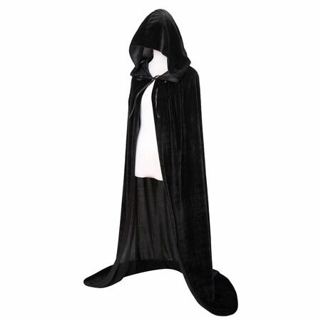 Unisex Full Length Velvet Hooded Cape Halloween Christmas Cloak Vampire Witch Cosplay Costume for Adult Men and Women Size L(150cm)