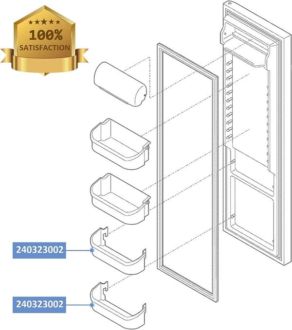 240323002 Refrigerator Door Bin Shelf Compatible with Frigidaire or Electrolux,2 Pack Bottom 2 Shelves on Refrigerator Side,Clear,Double Unit,Replaces PS429725,AP2115742