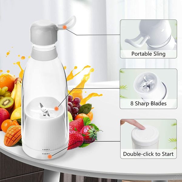 Personal Size Blender,Portable Blender for Shakes and Smoothies,USB Rechargeables(White)