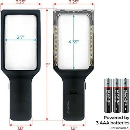 Large 3x Magnifying Glass with 10 Anti-Glare And Fully Dimmable LED for Reading Small Fonts, Low Vision Seniors,Inspection