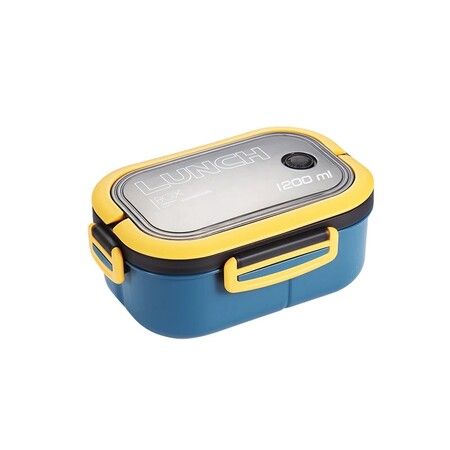 Portable Hermetic Lunch Box 2 Layer Grid Children Student Bento Box with Fork Spoon Leakproof Microwavable Prevent Odor