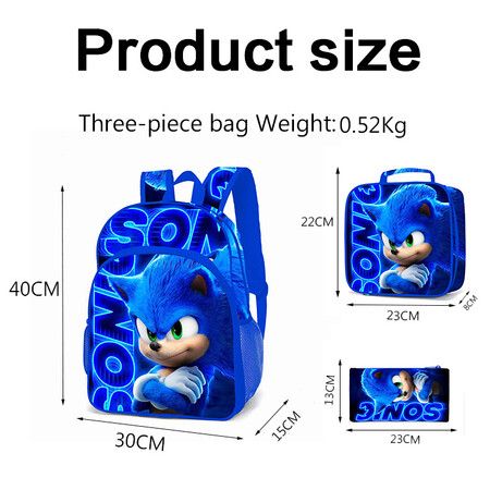 3pcs Cartoon Backpack 3D Print Anime Backpacks Travel Bookbag backpack lunch tote bag pencil bag