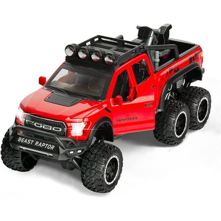 F-150 - 1/28 Scale Diecast Metal Toy Truck Refitted Off-Road Truck Model (Red)