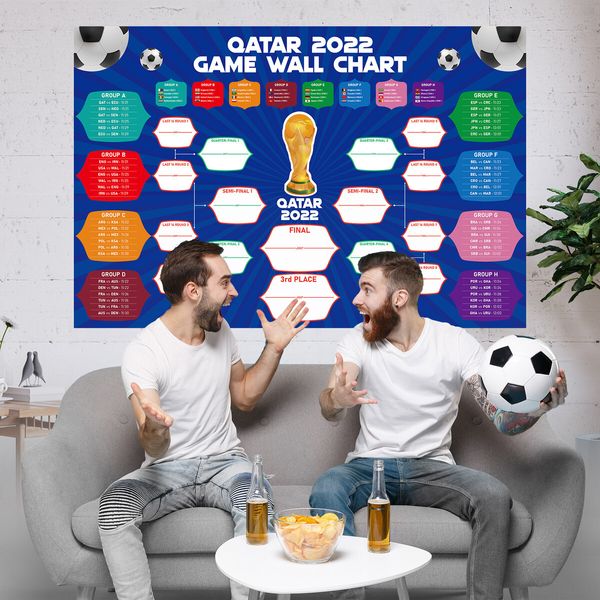 AU EXCLUSIVE Qatar 2022 Football Tournament Wall Chart Poster Soccer Schedule Calendar Bar Party Decorations