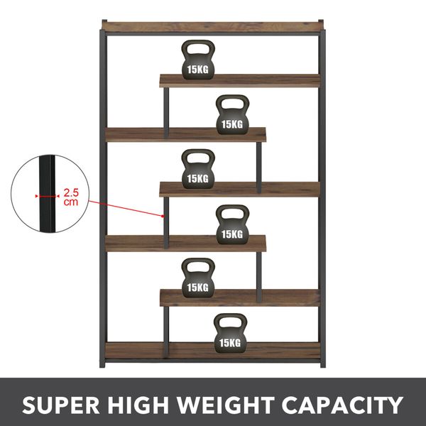 LUXSUITE 7-tier Bookshelf Bookcase Storage Display Rack Freestanding Organizer for Living Room Bedroom Home Office Furniture