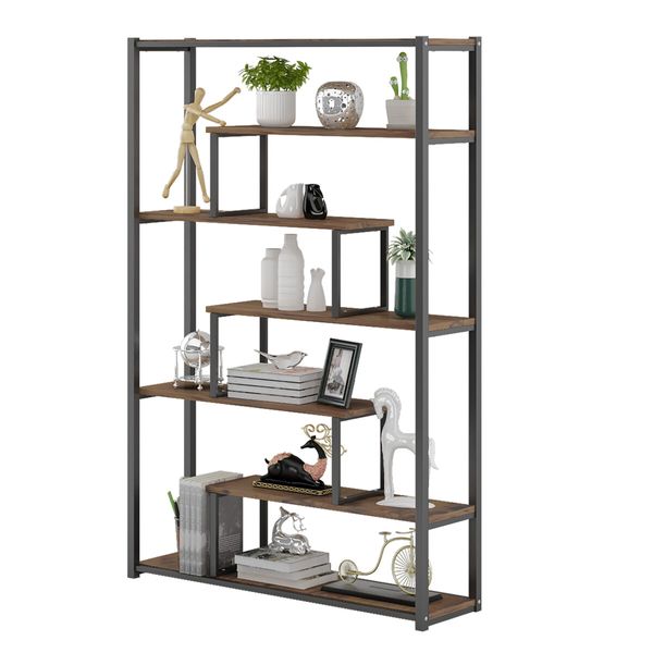 LUXSUITE 7-tier Bookshelf Bookcase Storage Display Rack Freestanding Organizer for Living Room Bedroom Home Office Furniture