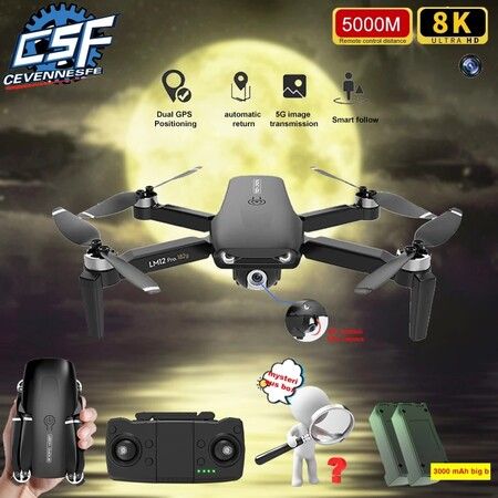 GPS Foldable Brushless Drone 8K HD Professional Aircraft Aerial Camera 5000M Long Endurance Flight with 2 Batteries