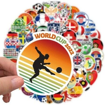 100Pcs Qatar World Cup 2022 Stickers,Soccer Stickers,Vinyl Waterproof Decal,Cute Decal for Aldults Kids Teens Boys