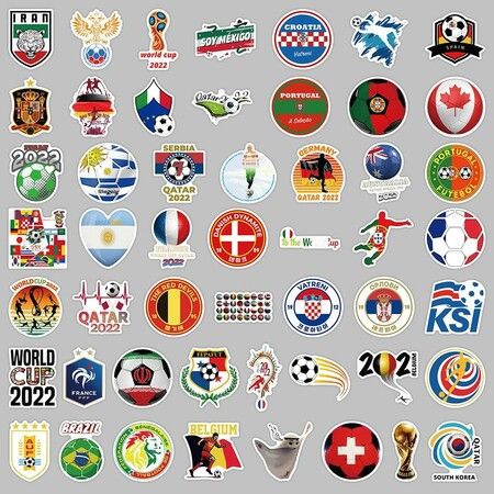 100Pcs Qatar World Cup 2022 Stickers,Soccer Stickers,Vinyl Waterproof Decal,Cute Decal for Aldults Kids Teens Boys