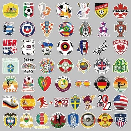 100Pcs Qatar World Cup 2022 Stickers,Soccer Stickers,Vinyl Waterproof Decal,Cute Decal for Aldults Kids Teens Boys